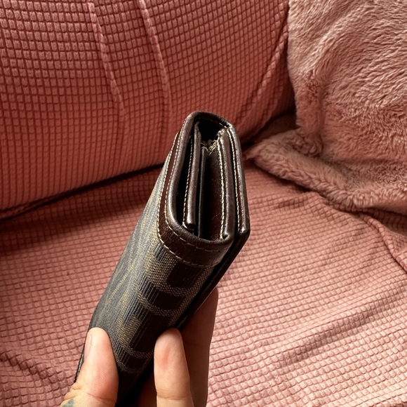 FENDI Zucca Canvas Leather Bifold Medium Long Wallet Vintage Authentic - Picture 7 of 17